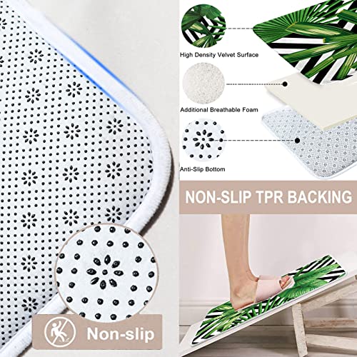 Tropical Palm Leaves Bathroom Set With Shower Curtain And Rugs Accessories, Tropical Floral Flowers Plant Shower Curtain For Bathroom Summer Bathroom Decor 4 Pcs #TOP3