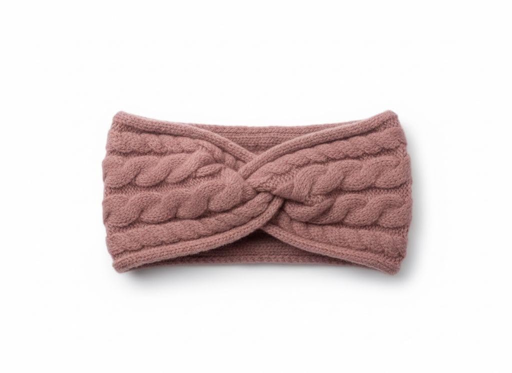 Warm Cable Knit Headband for Women | Chic Turban-Style Ear Warmer with Quilted Twist Knot | Cozy Winter Hair Accessory & Wide Non-Slip Headwrap- Mauve-image-41