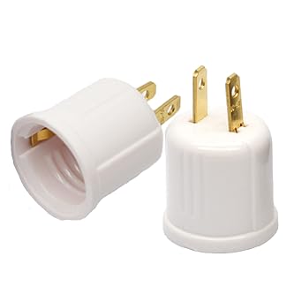 Outlet to Socket Adapter,Plug-in Light Socket,Polarized 2-Prong Outlet to E26 E27 Screw Base Bulb Socket, 660 Watt, 125 Volt, UL Listed Ivory,2-Pack