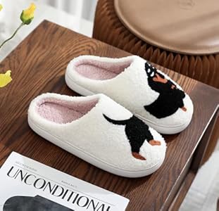 Generisch Teckel Pantoffels voor dames en volwassenen - Pluche - Zacht en warm - Teckel - Voor de winter, bruin, 35/42 EU
