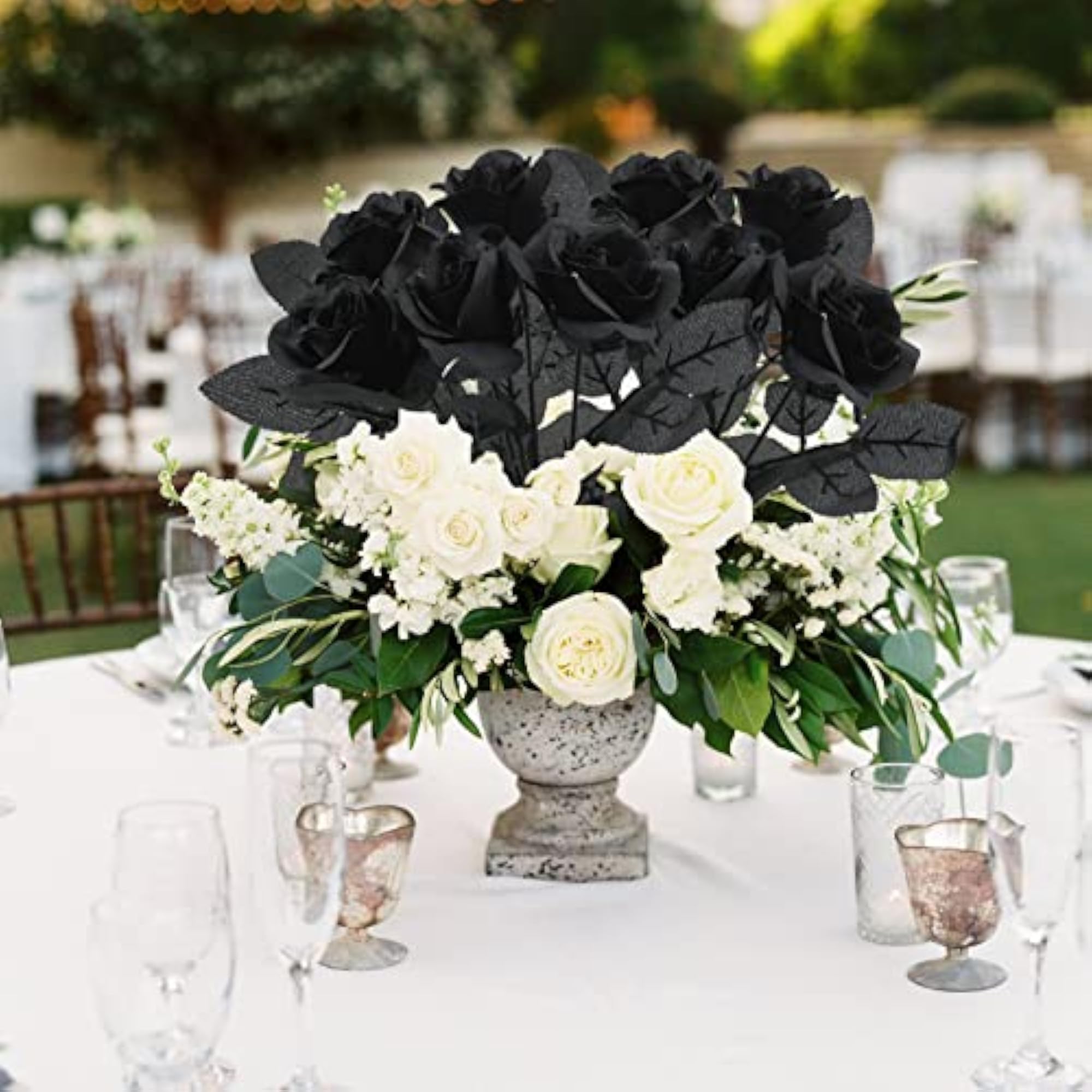 5Pcs Black Artificial Roses for DIY Decor