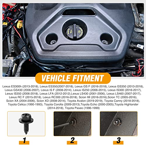 Image of GOOACC 25Pcs Front Fender Liner Screws Bumper Cover Splash Shield Mud Guard Screw Replacement for Toyota Avalon Camry Corolla Scion Lexus, OEM:#90159-60498