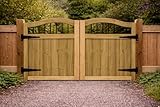 Wooden Swan Neck Driveway Gates – Heavy Duty Treated Timber Double Gates, Garden & Driveway Entrance, Traditional (180cm High x 270cm Wide x 5cm Deep)