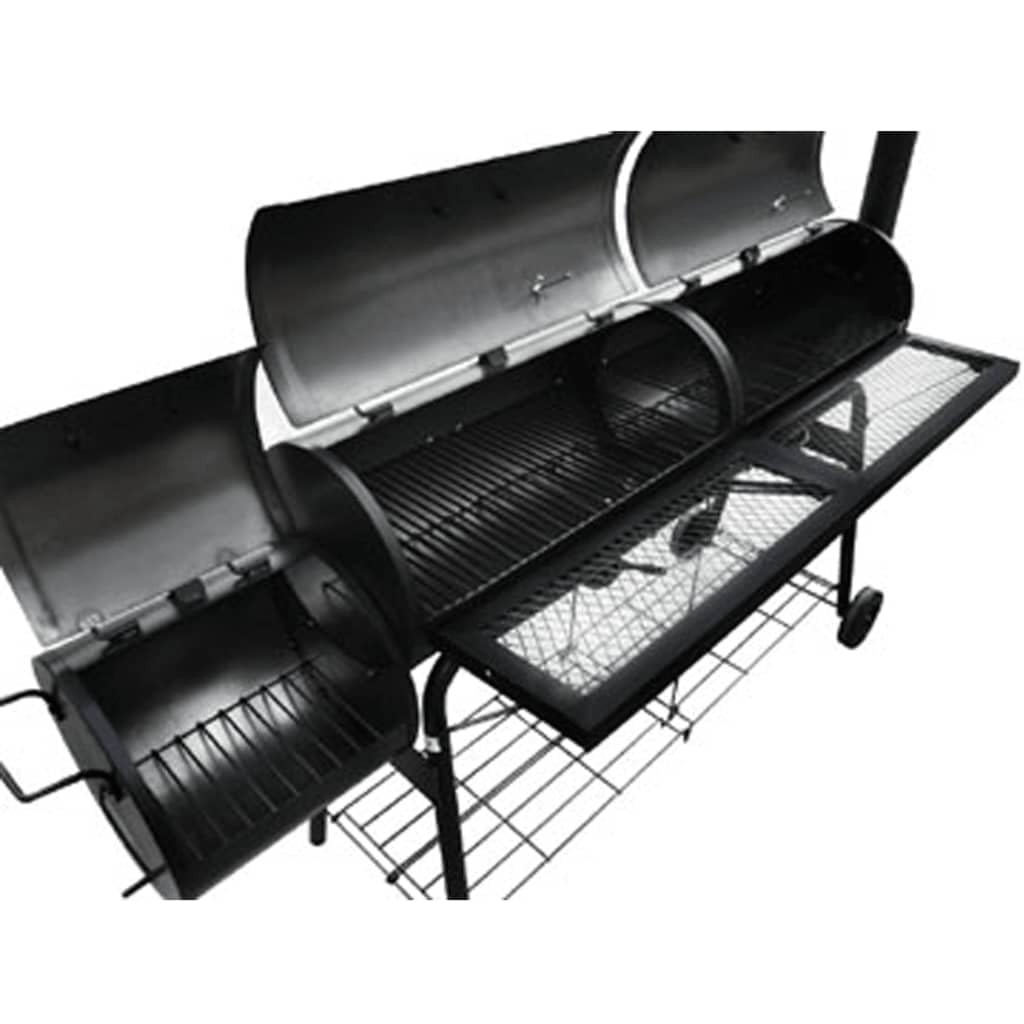 vidaXL wędzarnia grill z 2 komorami do wędzenia czarny grill kuchenny ogród