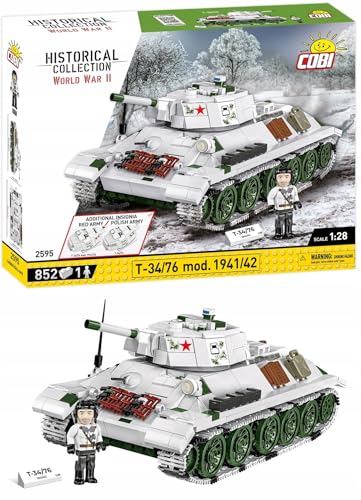 COBI Historical Collection WWII T-34/76 mod 1941/42 2-in-1 (PL/SOV) Tank Building Set, 852 Pieces