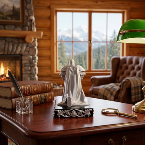 Image of Pen Holder Sculpture Eco PLA Water Resistant Scratch Resistant Desk Organizer 5x4x3 Inches Satin Silk Metallic Finish Armour Decorative Tool Stand (Satin Silver - Pitch Black Marble)