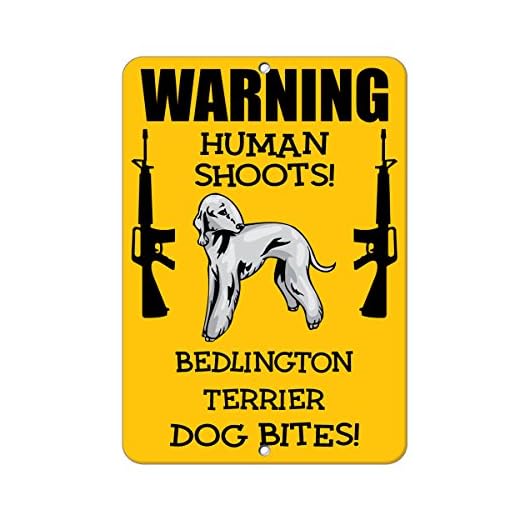Bedlington Terrier Dog Human Shoots Fun Novelty SignVinyl Sticker Decal 8"
