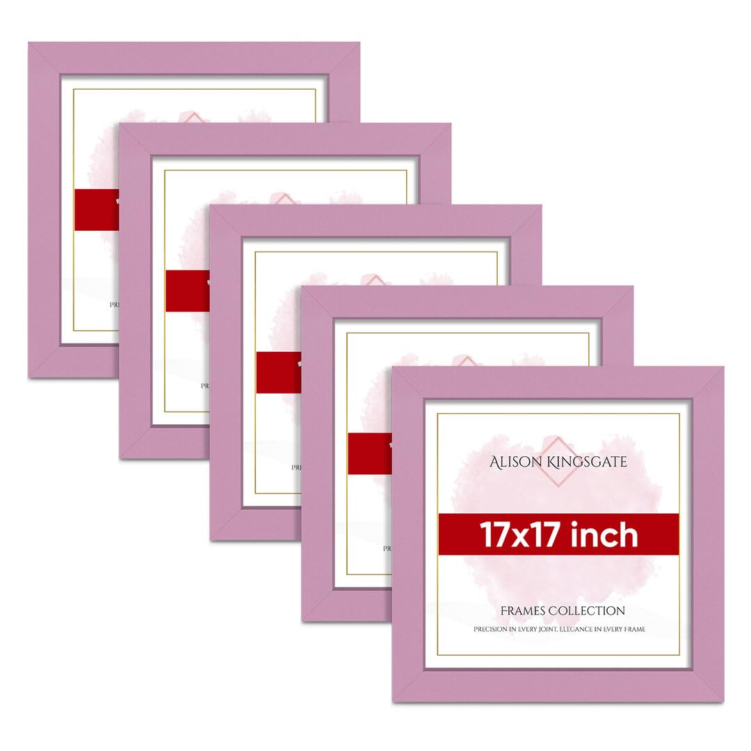 Alison Kingsgate Modern 17X17 PINK Photo Frame Pack of 5-Engineered Wood Picture Frames with Shatterproof Perspex - Ideal for Artwork-Wall Mount or Tabletop - Multiple Sizes & Colours Available — image 1