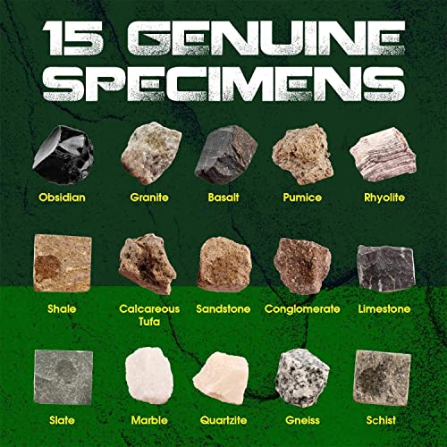Xxtoys Rock Stone Colletction Science Kit Geology Kid Specimens Gift Presents 15Pcs Magnifier Included #TOP3