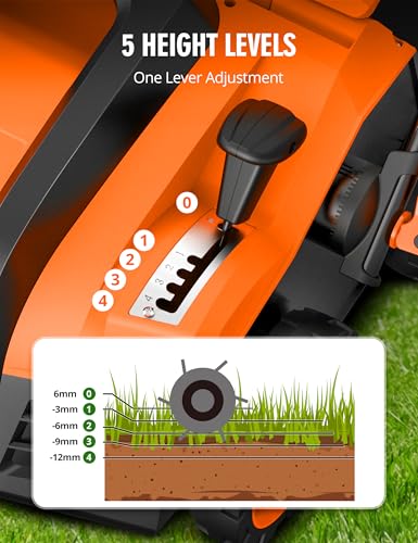 Image of Aspiron 16 inch Artificial Turf Vacuum, 1800w Grass Sweeper 15 Amp Lawn Sweeper Yard Power Brush with 45L Removable Leaf Collection Bag, Quick-Fold, Keeps Clear Sweepy Box, Tangerine