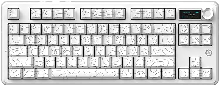 MK87 Pro 87-Key TKL Mechanical Keyboard, Interchangeable 1.14" Color Screen & Knob, Maillard Linear Switches, Hot-Swappable Gasket Mount, Triple-Mode, PBT Keycaps, RGB Backlit (Contour White)