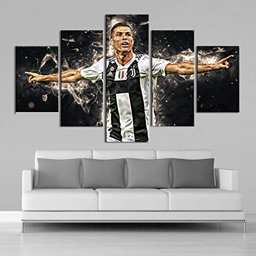 Tableau Cristiano Ronaldo salon grand format triptyque contemporain football art mural sur toile