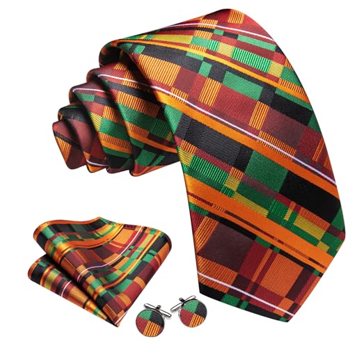 Image of Barry.Wang Man Tie Sets Skull Ties Animal Extra Long Necktie Silk Woven Handkerchief Cufflinks Festival Party Gift