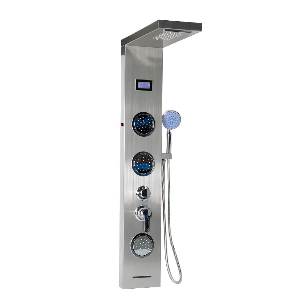 Pannello Colonna doccia multifunzione in acciaio inossidabile con idromassaggio (LED+LCD)