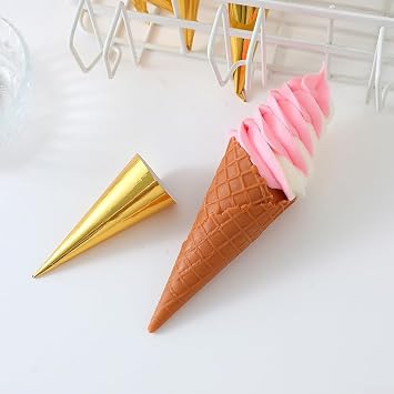Fake Ice Cream Cone, 22Cm Simulation Ice Cream Food Model Realistic Pretend Food Toy For Decoration Fake Cupcake Prop Desktop Decor Displaywhite pink