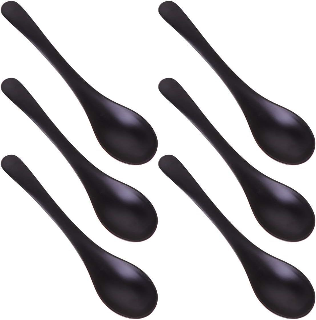 UPKOCH 6 Packs Black Melamine Soup Spoons Chinese Asian