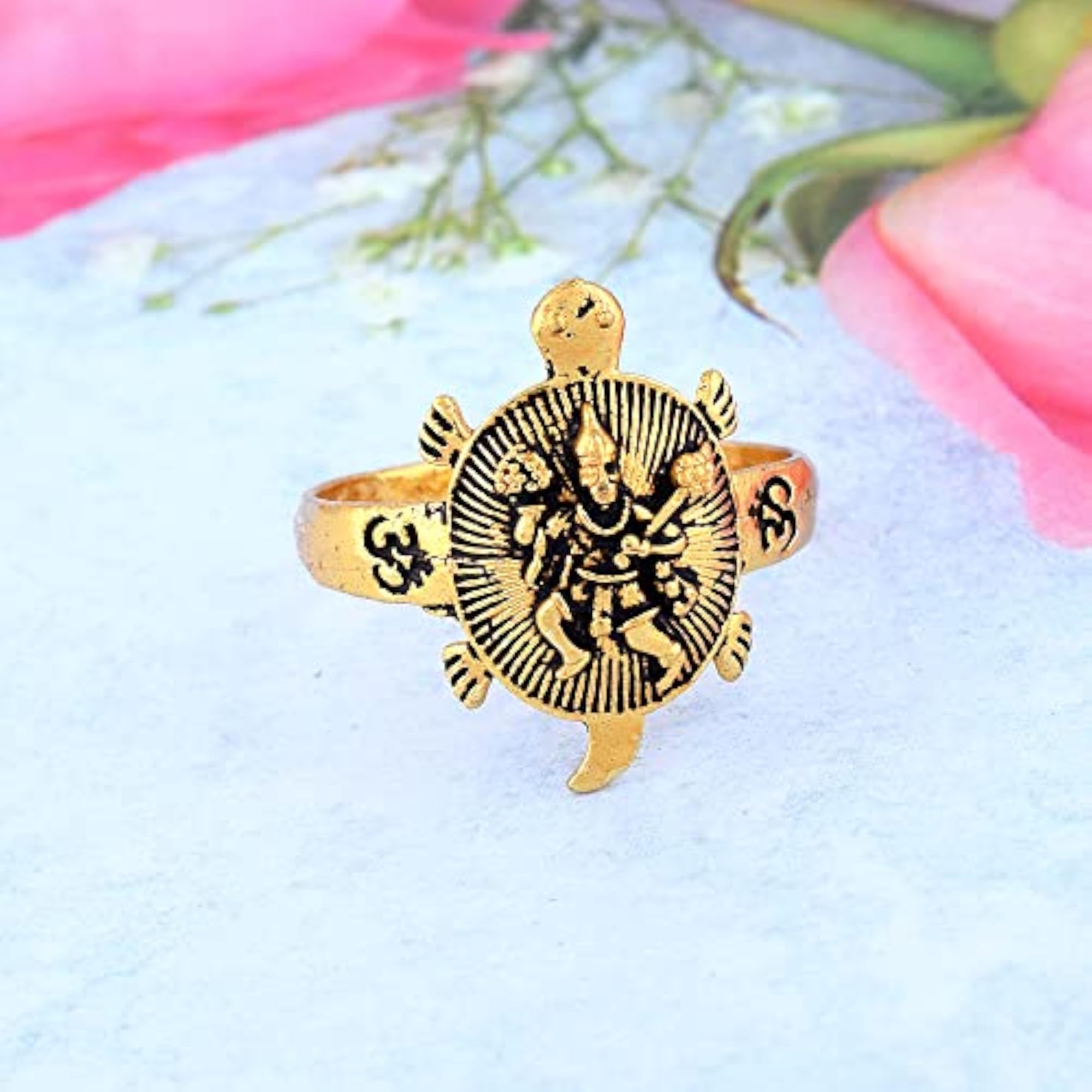 Gold Plated Hanuman Bajrangbali Tortoise Good Luck Charm Ring