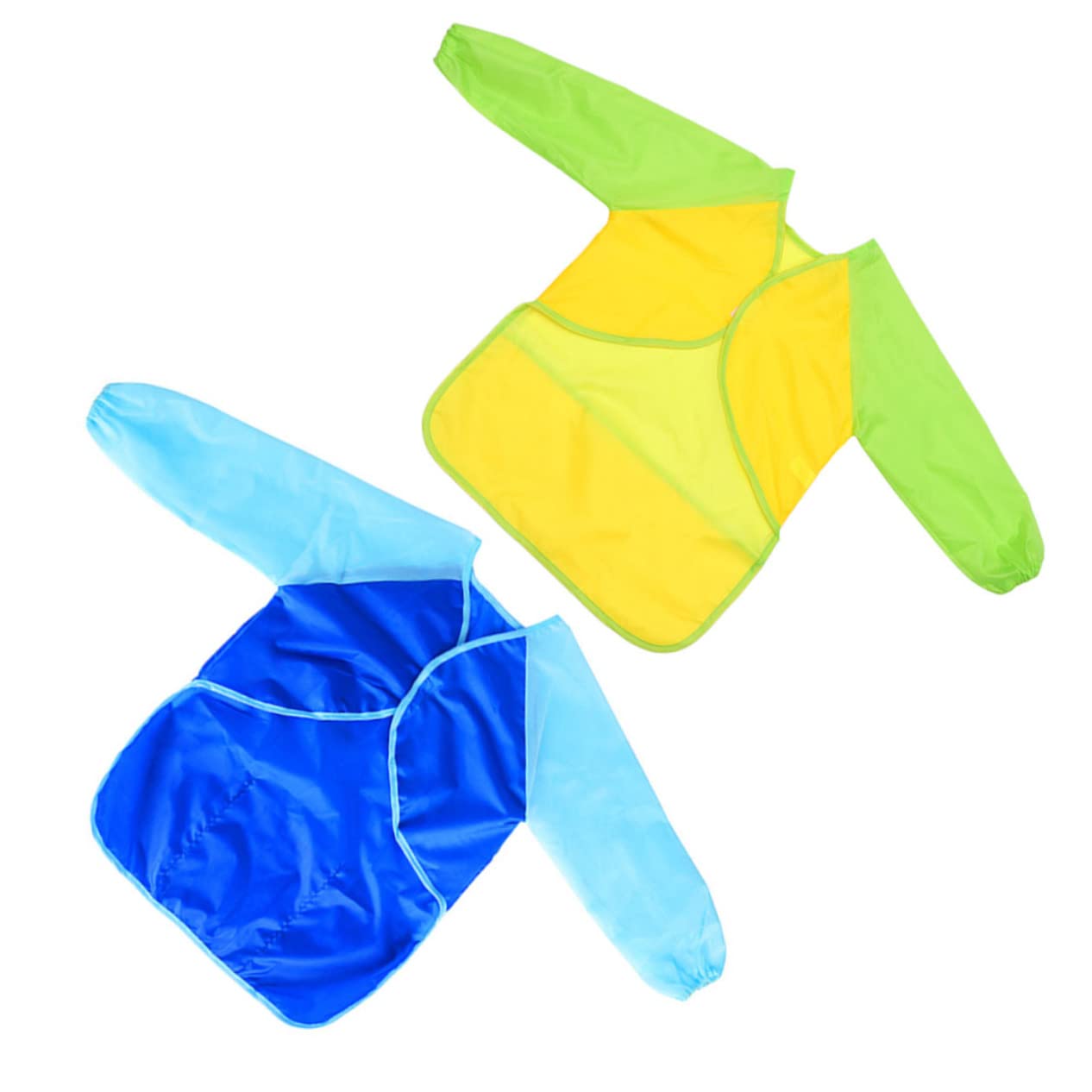 BESTonZON 6stücke Mädchen Malerschürzen Mit Ärmeln Und Pvc-beschichtet Malen Und Basteln Blau Und Gelb Praktisch Für Kreative Aktivitäten Und Schutz Vor Flecken