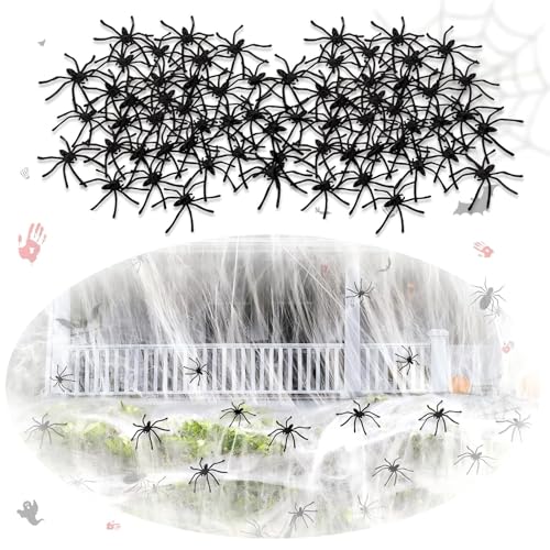 HUSHRICH 120Pcs Fake Spiders Halloween Party Decorations - Mini Realistic Spooky Fake Spider Novelty Fun Spiders for Halloween Prank Props Decorations (4.5CM)