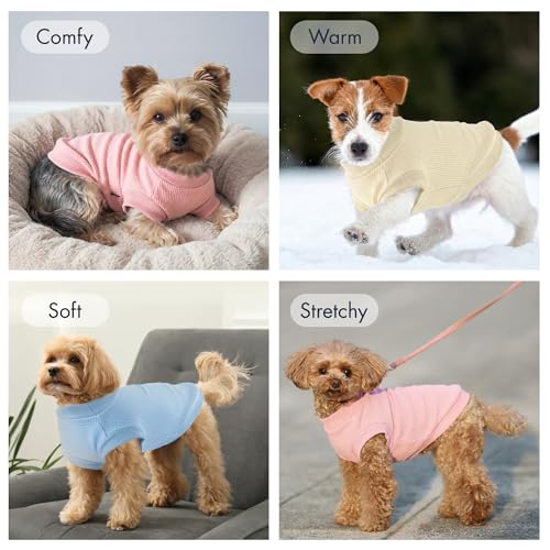 Image of 3 Pack Dog Shirt for Small Supplies Functional Waffle Dog Clothes Warm Soft Sweatshirt Outfit for Dogs Cats Pet Apparel