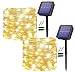 [2 Stück] Solar Lichterkette Aussen, Owwasd 12M 100 LED solarlichterkette außen wetterfest, PVC lichterkette außen für Balkon,Bäume,Terrasse,Hochzeit,Party,Garten (Warmweiß)