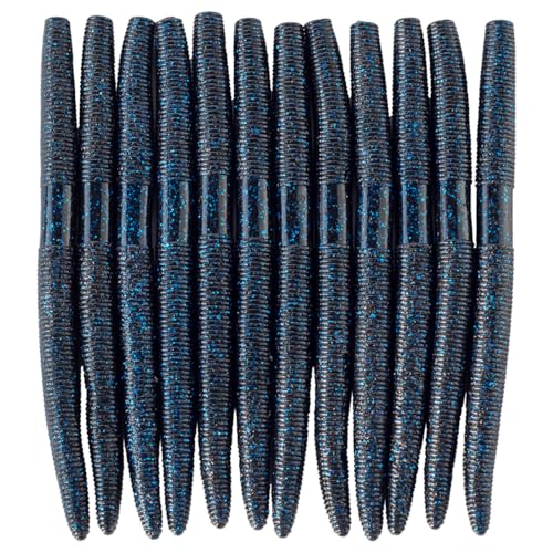 Image of Senko Bait Soft Plastic Lures 5 inch Senkos 24 Pcs for Wacky Rig Freshwater Fishing Green Pumpkin senko with Black Flake