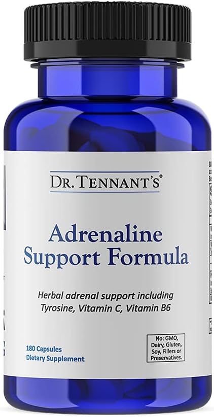 Dr. Tennant'sAdrenaline Support Formula, Designed to Support The Lack of Adrenaline, Each Capsule has 200 mg of Animal-sourced Bovine Adrenal, Supports Immune System Function and Adrenal Fatigue