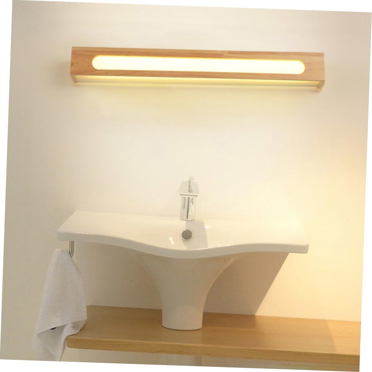 Veemoon Aplique LED para Espejo de Baño de Madera Maciza Moderno