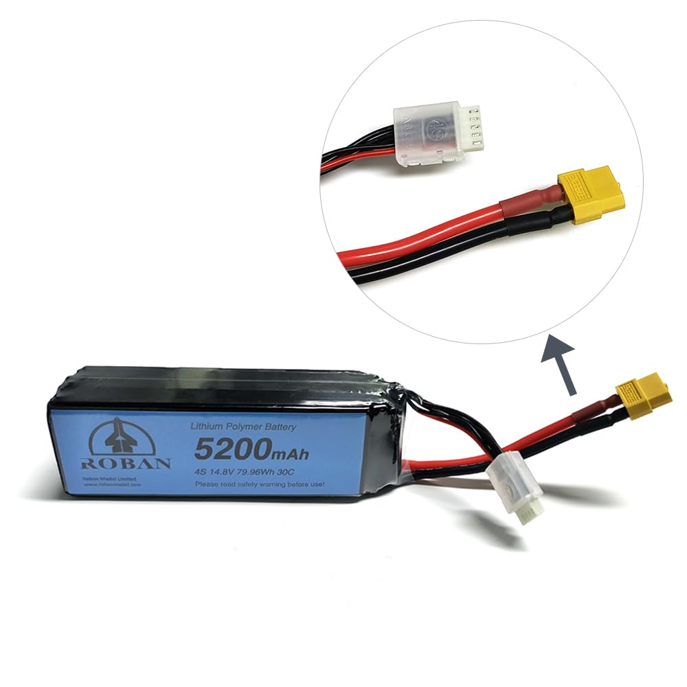Roban Batterie au lithium polymère 5200 mAh 4S 14,8 V 30 C pour hélicoptère radiocommandé Roban
