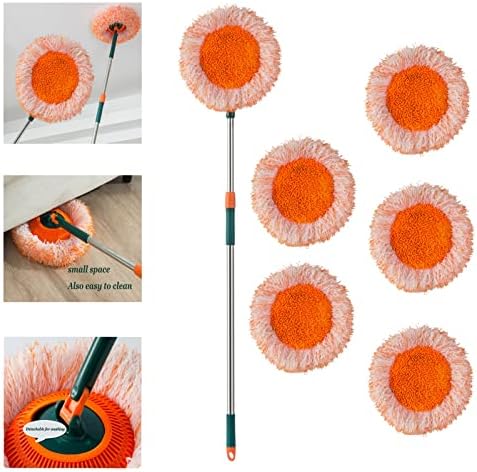 360° Rotatable Adjustable Cleaning Mop with 5 Mop Head, Extendable Wall Cleaning Mop, Spin Mop for Floor Cleaning, Wall Cleaning Bathroom Cleaning Household Supplies