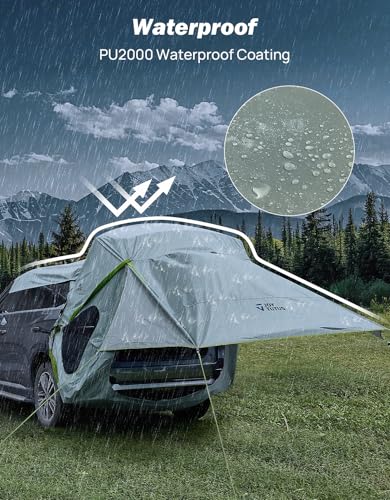 image for JOYTUTUS SUV Tailgate Tent with Three Sides Awning and Poles, Water Re