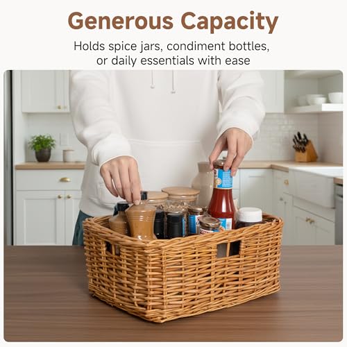 Image of StorageWorks Pantry Baskets, Willow Storage Baskets for Organizing, Shelves, Pantry Organizers and Storage, Brown, 15 inch L x 11 inch W x 6 inchH