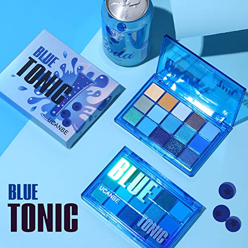 Ucanbe Bright Neon Eyeshadow Makeup Palette-15 Shades High Pigmented Purple Blue Yellow Shimmer Matte Glitter Metallic Eyes Shadow Colorful Vibrant Creamy Make Up Pallets Kit - Blue Tonic #TOP4