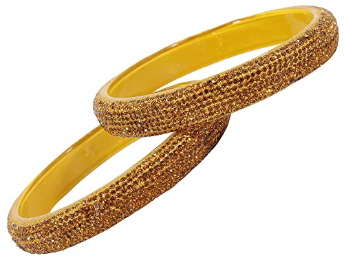 Image of NMII Glass with Zircon Gemstone and Glitter Kada Set For Women and Girls