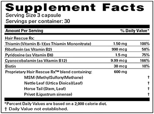 Miniatura 7 de Hair Rescue Rx - Vitaminas para el crecimiento del cabello con biotina, ortiga, para pérdida y adelgazamiento del cabello, apoya el crecimiento del
