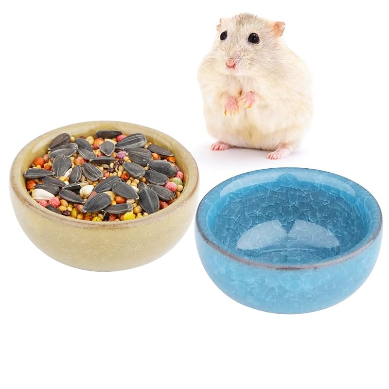 Tigela para Hamster de Cerâmica com Efeito Rachado de Gelo DQITJ – Pacote com 2