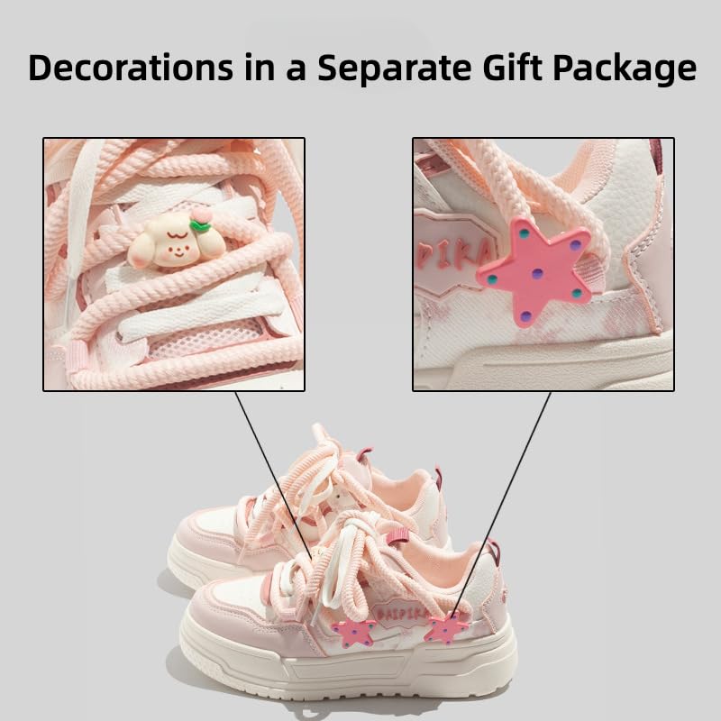 Star Shoes Walking Sneakers for Women Platform White Shoes Soft Comfortable Cute Star Sheep Decor US4-83