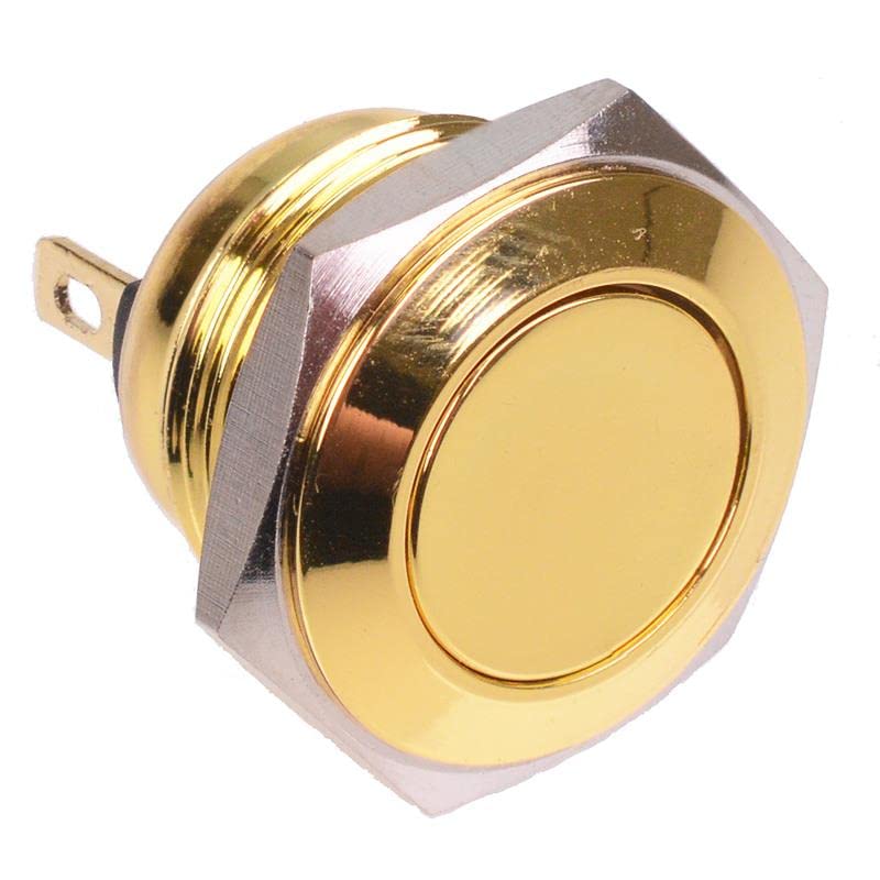 Off-(On) Momentary 16mm Gold Vandal Resistant Push Button Switch 2A SPST
