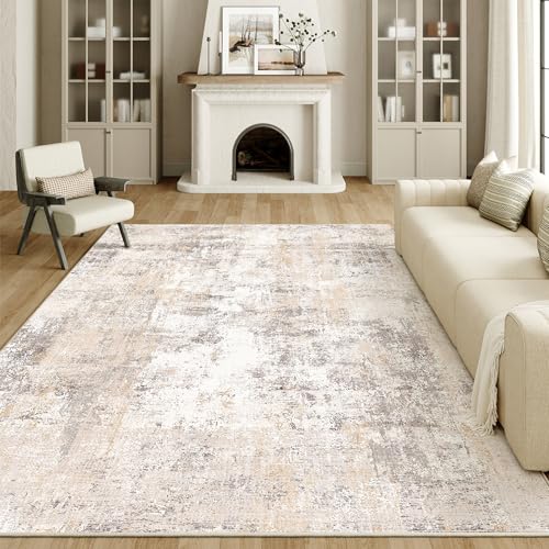 HUGEAR Waschbare Teppiche Gegend Teppich 200 x 300cm Beige Grau Modern Abstrakt Wohnzimmer Schlafzimmer Teppisch Groß rutschfest Kurzflor Weich Rugs for Living Room Carpet for Esszimmer Büro
