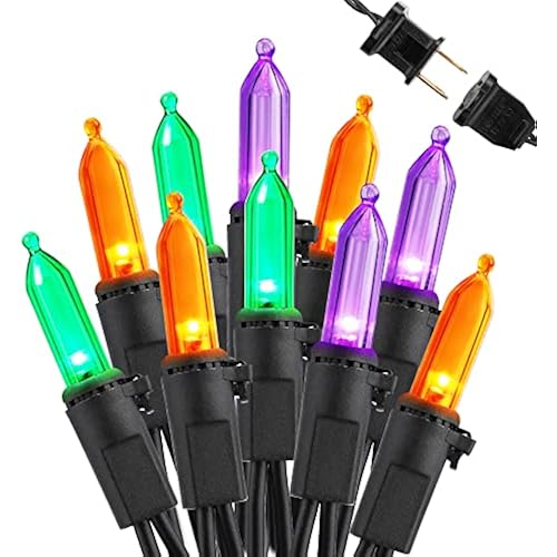 Brizled Purple Green Orange Halloween Light Connectable, 100 LED Tree Light