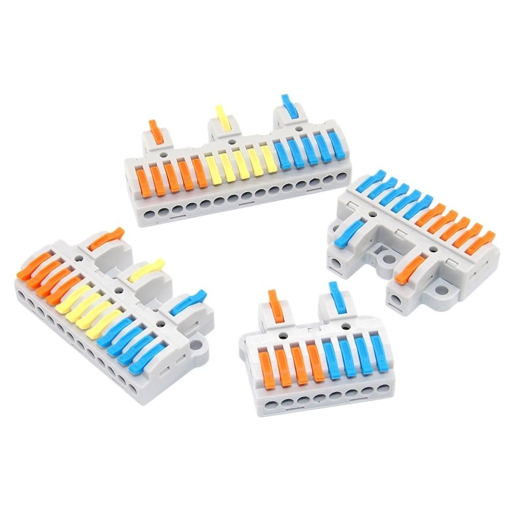 Conectores de cable de cableado rápido de 1/5/10 unidades, todos los conductores eléctricos compactos, bloque de terminales para el hogar con fijación (4312, 1 unidad)