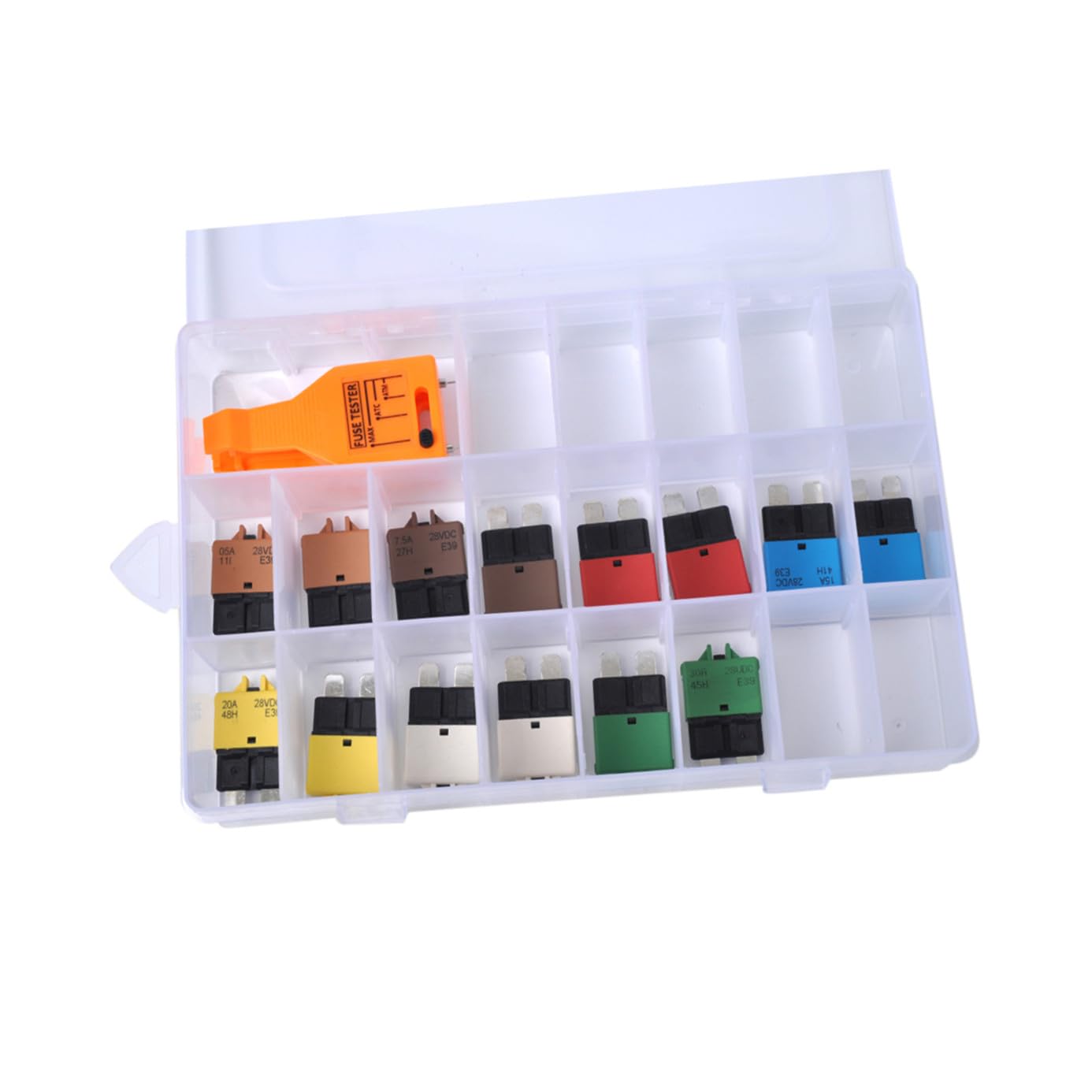 Amosfun Kit de Fusibles del Disyuntor de Reinicio Automático para Coche con 15 Piezas, Plástico Resistente y Funciones de Extracción y Conveniencia para Uso Automotriz