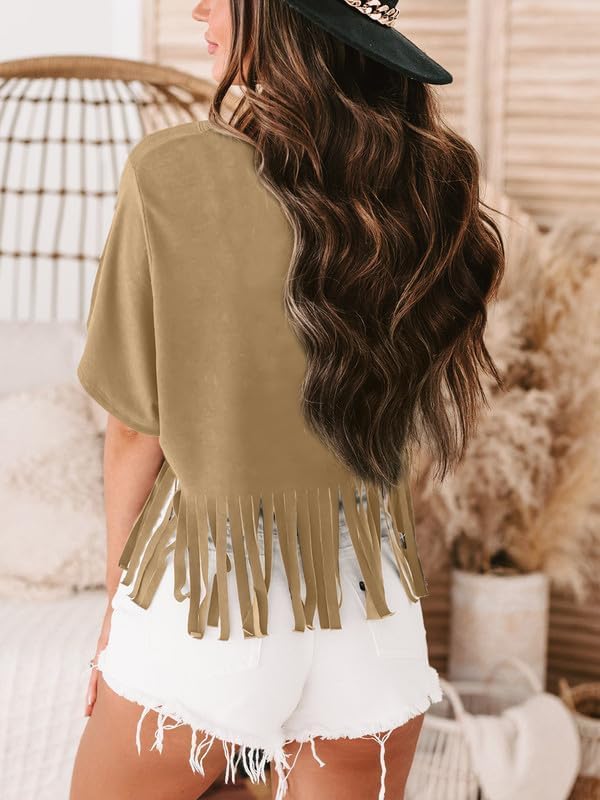 Women Western Shirt Save a Horse Ride a Cowboy Vintage Cowgirl Fringe Shirt Country Concert Tops Short Sleeve - Image 4