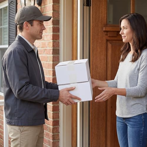 Image of RLAVBL 8x6x4 Shipping Boxes Set of 40, White Corrugated Cardboard Box for Packing, Mailing, Business