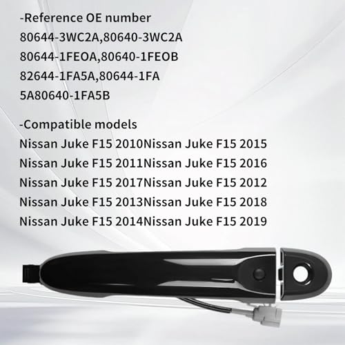 Poignée de porte extérieure avant droit noire pour Nissan Juke F15 2010-2019 OEM 80644-1FA5A - 4