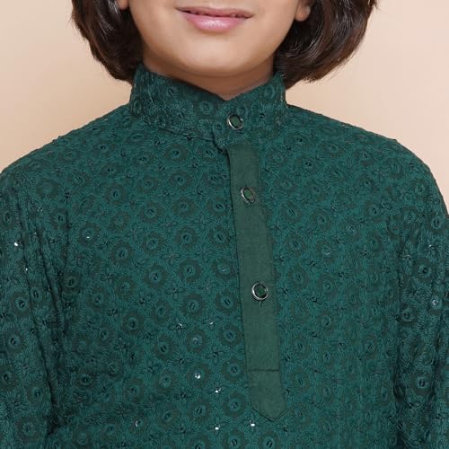 Image of AJ DEZINES Kids Kurta Pajama Set For Boys | Embroidery Chikankari Kurta Set | Traditional & Festive Outfit | Cotton Stylish Boys Kurta Pyjama | Perfect For Festivals Wedding & Family Function