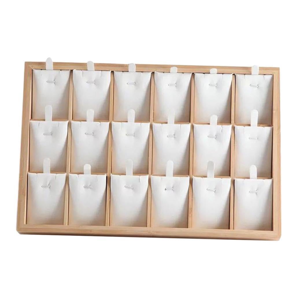 ALCXAZS Stylish Bamboo Wood Jewelry Display Stand for Pendant Necklaces, White, 35x24x3cm