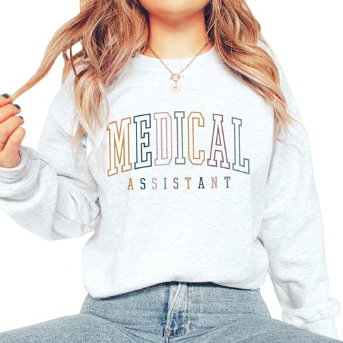 Medical Assistant Colorful Sweatshirt - Gift For MA Graduation - CMA Certified Medical Assistant - Office Group Coworker Gift - Unisex Graphic Crewneck Sweatshirt Sand2