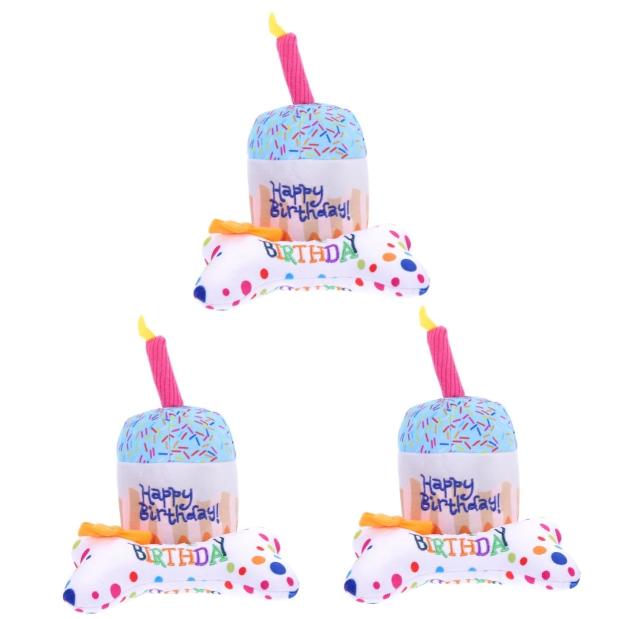 Happyyami 6piezas Juguetes para Gatos De Felpa Squeaky Accesorios para Fiesta De Cumpleaños De Mascotas Juguetes Divertidos para Gatitos para Masticar y Jugar