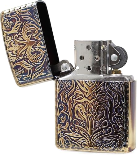 Encendedor Zippo Oil Gold Armor Floral Antiguo miniatura 3